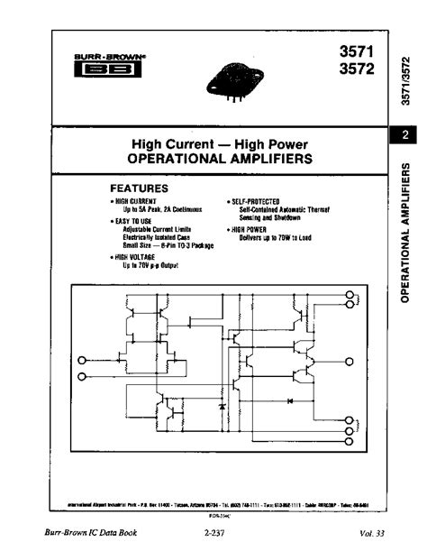 3572AM Datasheet 1 6 Pages BURR BROWN High Current High Power