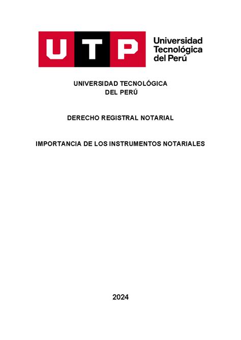 Tarea Semana Registral Notarial Universidad Tecnol Gica Del Per