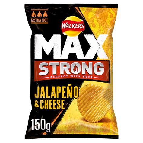 Walkers Max Strong Jalapeño And Cheese Crisps 150g Sharing Crisps