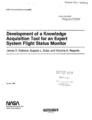 Fillable Online Ntrs Nasa Development Of A Knowledge Acquisition Tool