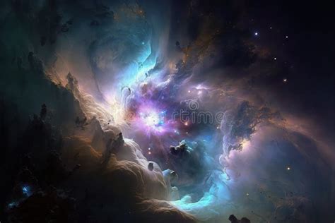 Purple and Blue Nebula with Stars. Fantasy Galaxy Generative AI ...