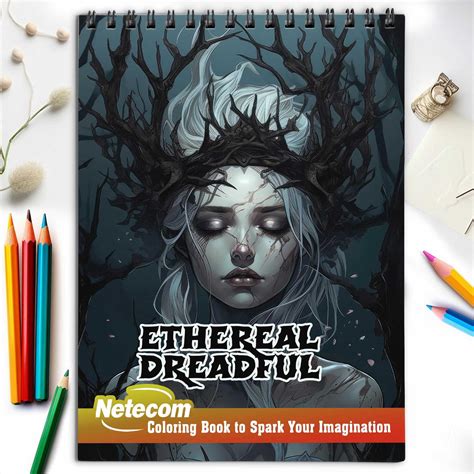 Ethereal Dreadful Spiral Bound Coloring Book, Unveil the Mysterious