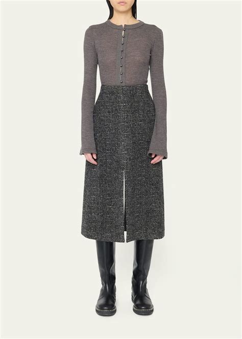 Chlo Wool Alpaca Tweed Midi Skirt Shopstyle