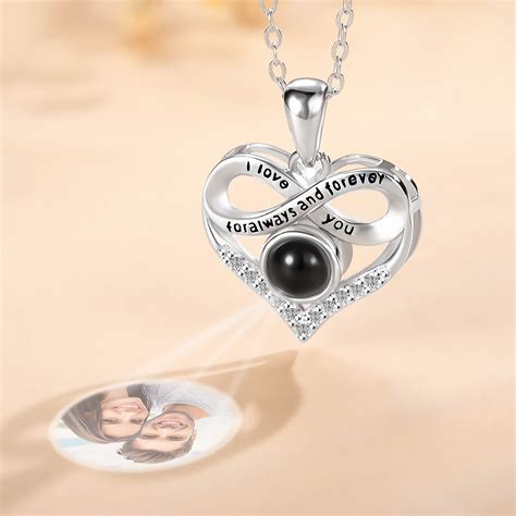 Gepersonaliseerde Infinity Foto Projectie Ketting Sterling Zilveren