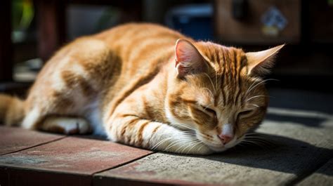 Orange Cat Laying Down On Wooden Floor Indoor Free Images Wallpaper For