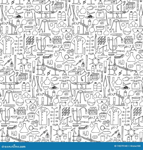 Chemistry Doodle Seamless Pattern Stock Vector Illustration Of