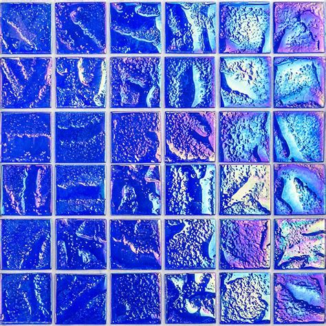 Aqueous Iridescent Blue 2x2 Glass Tile Mosaic