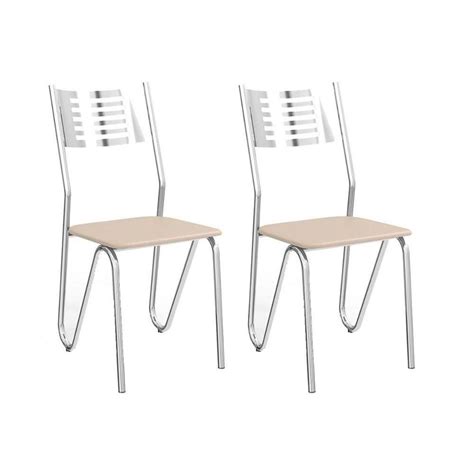 Cadeira Sala De Jantar Nápoles c Kit Un Cromado courano Nude