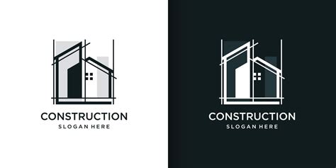 Logo De Construction Partie Avec Style D Art En Ligne B Timent