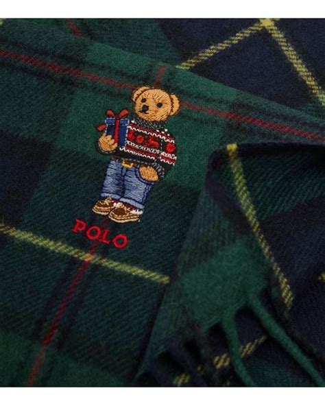 Polo Ralph Lauren Cashmere Polo Bear Tartan Scarf In Green For Men Lyst