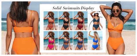 Cupshe Women S Twist Front High Waisted Bikini Set V Neck Padded Two