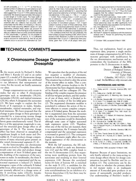 X Chromosome Dosage Compensation In Drosophila Science