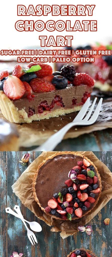 Low Carb No Bake Chocolate Tart With Raspberries Sugar Dairy Free