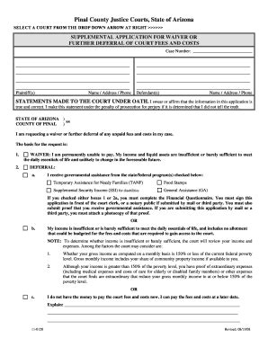 Fillable Online Pinalcountyaz Supplemental Application For Waiver Or