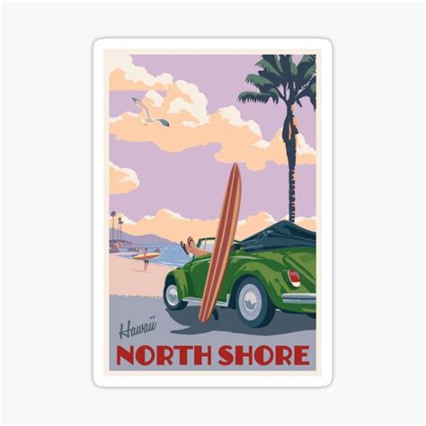 Vintage Surf North Shore Hawaii Sticker For Sale By Olivial0624