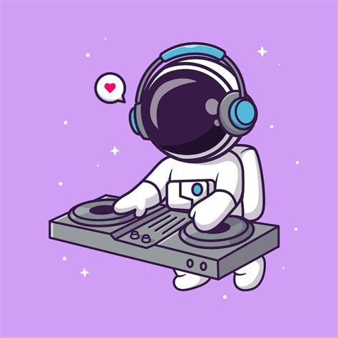 Astronaute Mignon Jouant De La Musique Lectronique Dj Dans L Espace