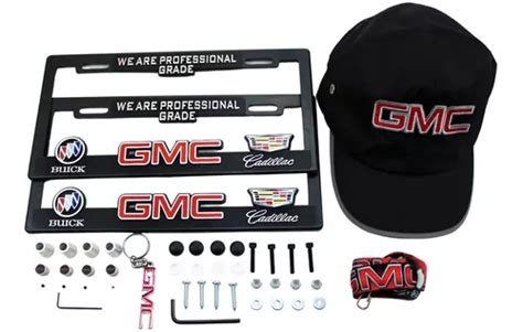 Porta Placas Gmc Gorra Tapon Valvula Llavero Lanyard Kit Meses Sin