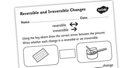 Changing States Reversible Irreversible Changes Worksheet / Worksheet 