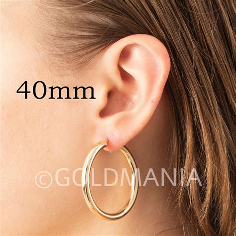 Hoop Earrings 14k Gold 4mm Thick Real Gold Hoops 30mm 40mm Etsy