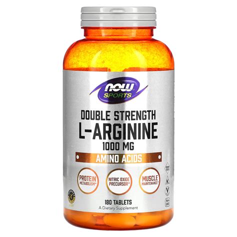 NOW Foods Sports Double Strength L Arginine 1 000 Mg 180 Tablets