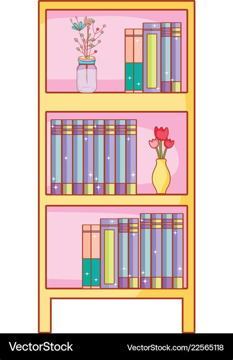 Home Bookshelf Cartoon Royalty Free Vector Image