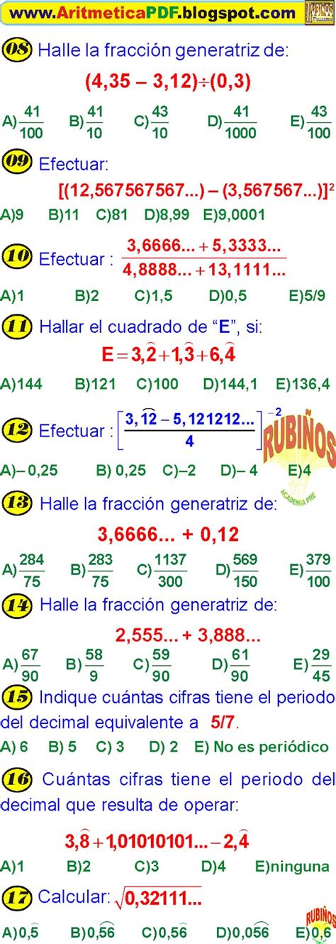 FRACCION GENERATRIZ EJEMPLOS Y EJERCICIOS RESUELTOS