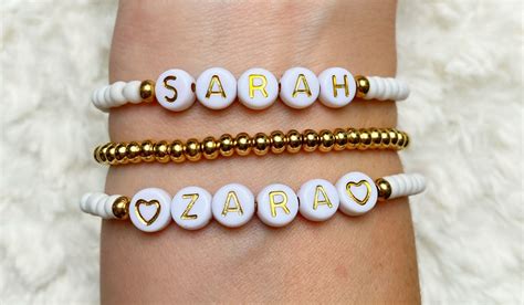 Personalised Beaded Bracelet Name Bracelet Custom Word Etsy Australia