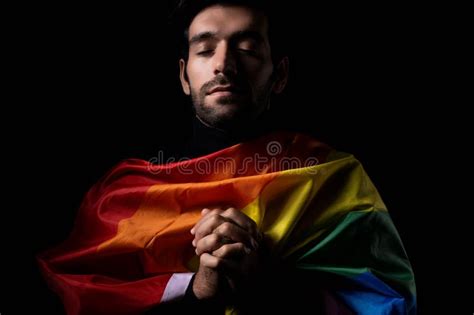 Lgbtq Gay Man Praying For Equal Rights Rainbow Flag Gay Pride Flag He Is Gay Pride And Proud