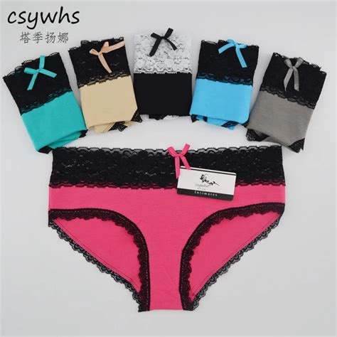 Csywhs Women Contrast Color Panties Sexy Lace Cotton Low Waist