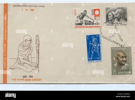 First day cover of gandhi centenary, postage stamps, india, asia Stock ...