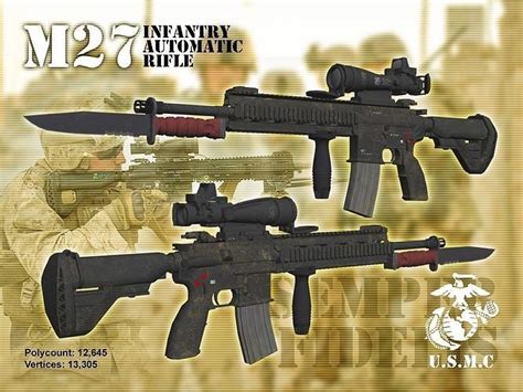 USMC M27 Infantry Automatic Rifle with 3 tactical attachments 3D model ...