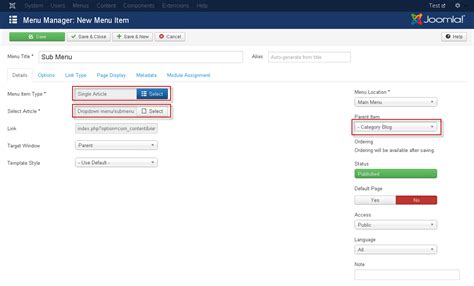 drop   menu item trong joomla  xuan ha