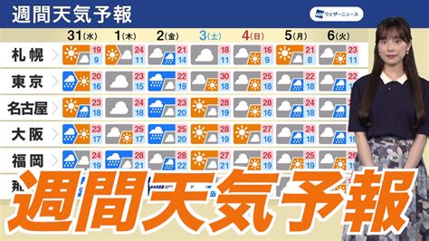 ウェザーニュースlive On Twitter ＜週間天気予報＞ この先は本州付近に梅雨前線が停滞する影響で、西日本と東日本では曇りや雨の