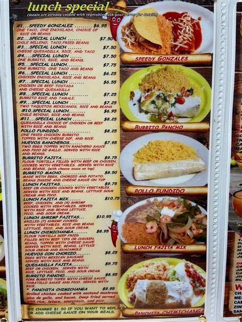 Menu At La Fiesta Charra Restaurant Le Mars