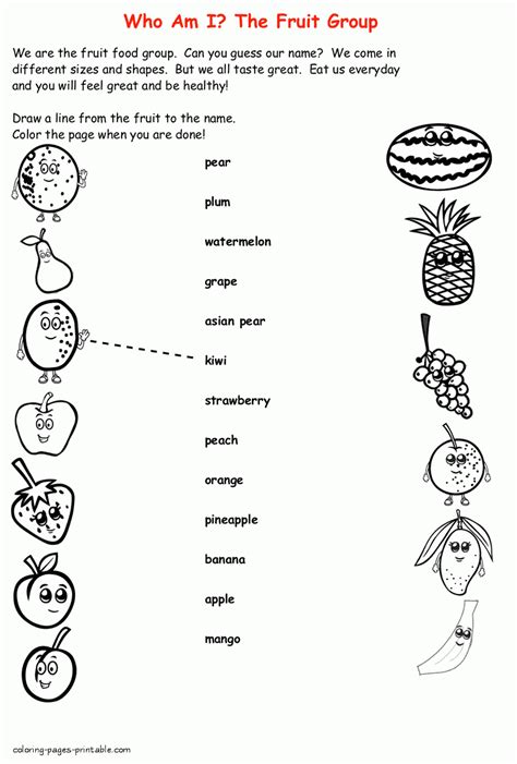 Healthy Food Coloring Sheets Fruit Group Coloring Pages Printable