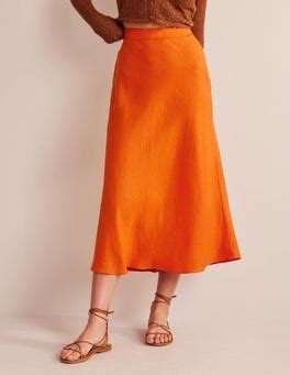 Jupe Midi En Lin Coupe En Biais Kumquat Boden Fr