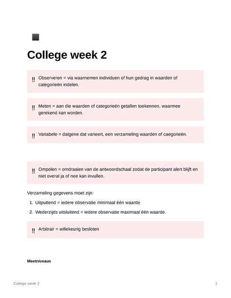 Inleiding In De Methodologie En Statistiek Hoorcollege Notities