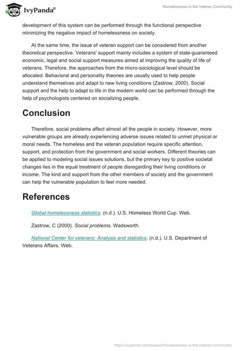 Homelessness In The Veteran Community 904 Words Research Paper Example