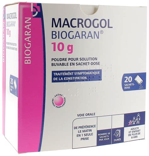 Macrogol Biogaran 10 G 20 Sachets