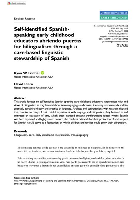 (PDF) Self-identified Spanish-speaking early childhood educators ...