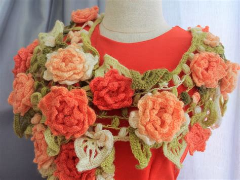 Crochet Flower Shawl Bohemian Chic Shawl Crochet Jewelry