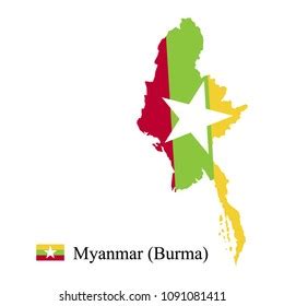 Myanmar Burma Detailed Map Flag Country Stock Vector (Royalty Free) 1393244711