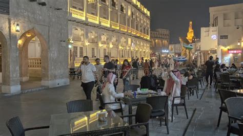 Souq Waqif In Doha Qatar Main Street Shot At Dusk Stock Video Video