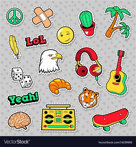 Fashion Badges Patches Stickers Hippie Vector Image On Vectorstock