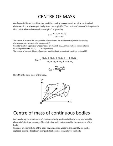 Centre Of Mass Physics Notes Notes Learnpick India