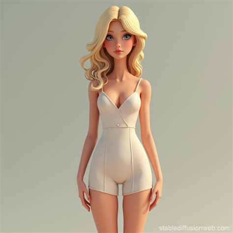 Blonde Woman In Short Summer Dress Stable Diffusion Online
