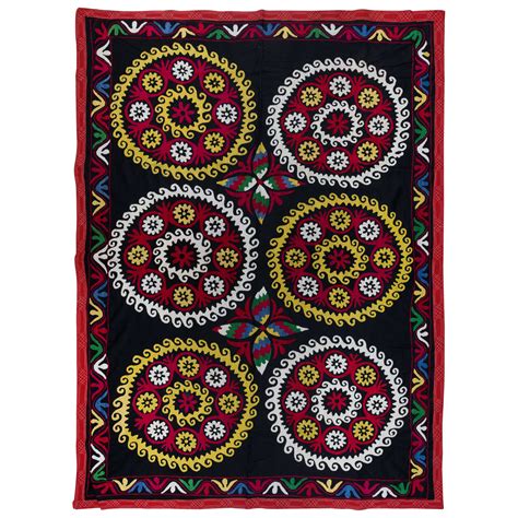 X Ft Colorful Silk Hand Embroidery Wall Hanging Old Suzani Fabric