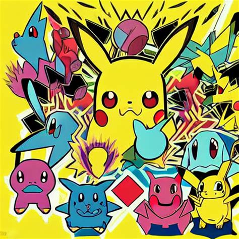 Prompthunt Pokemon Vector Illustration Drawn By Andy Warhol Weird