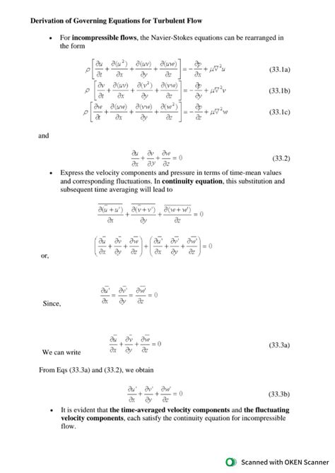 Fluid Mechanics Governing Equation For Turbulent Flow Turbulent