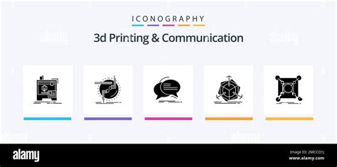 D Printing And Communication Glyph Icon Pack Including Correction